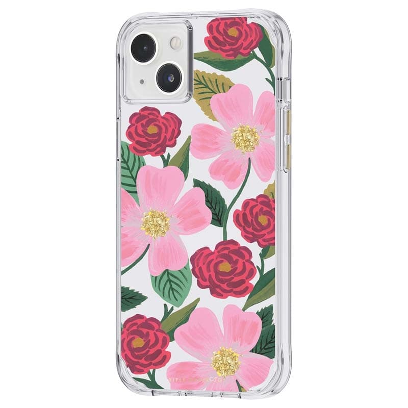 Rifle Paper Clear - Case decorated in gold for iPhone 14 Plus (Rose Garden) - 3