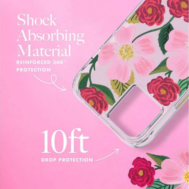 Rifle Paper Clear - Case decorated in gold for iPhone 14 Plus (Rose Garden) - 6