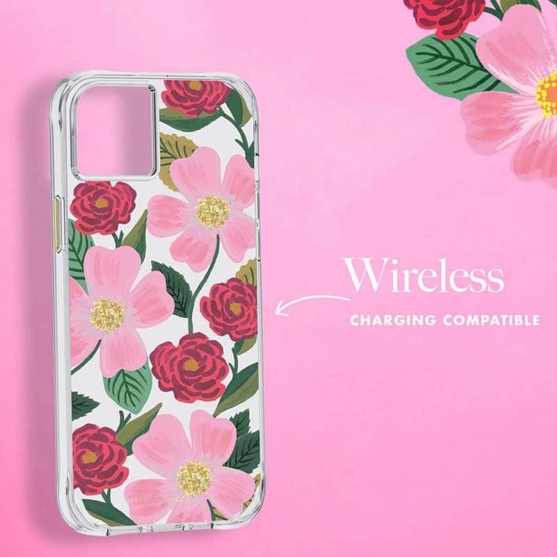 Rifle Paper Clear - Case decorated in gold for iPhone 14 Plus (Rose Garden) - 9
