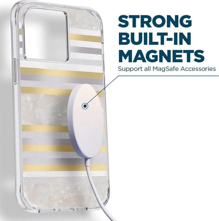 Case-Mate Pearl Stripes MagSafe - Case decorated with mother-of-pearl for iPhone 14 Pro (Pearl Stripes) - 7