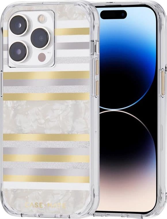 Case-Mate Pearl Stripes MagSafe - Case decorated with mother-of-pearl for iPhone 14 Pro (Pearl Stripes) - 8