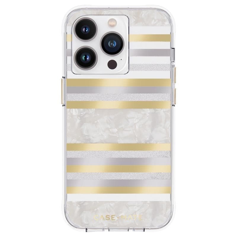 Case-Mate Pearl Stripes MagSafe - Case decorated with mother-of-pearl for iPhone 14 Pro (Pearl Stripes) - 9