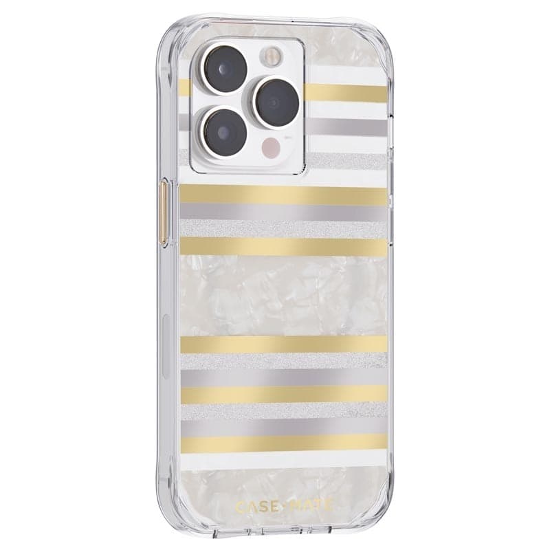 Case-Mate Pearl Stripes MagSafe - Case decorated with mother-of-pearl for iPhone 14 Pro (Pearl Stripes) - 10