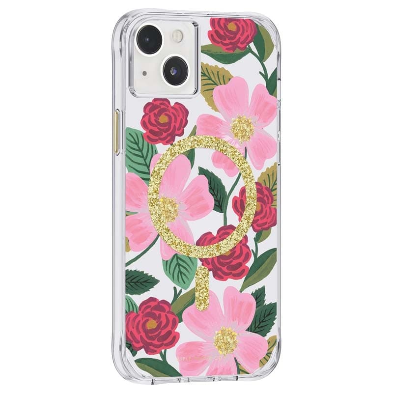 Rifle Paper Clear MagSafe - Case decorated in gold for iphone 14 Plus (Rose Garden) - 2