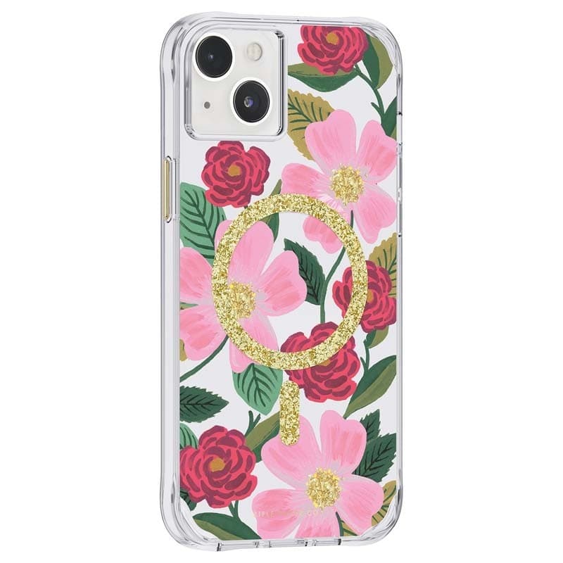 Rifle Paper Clear MagSafe - Case decorated in gold for iphone 14 Plus (Rose Garden) - 11