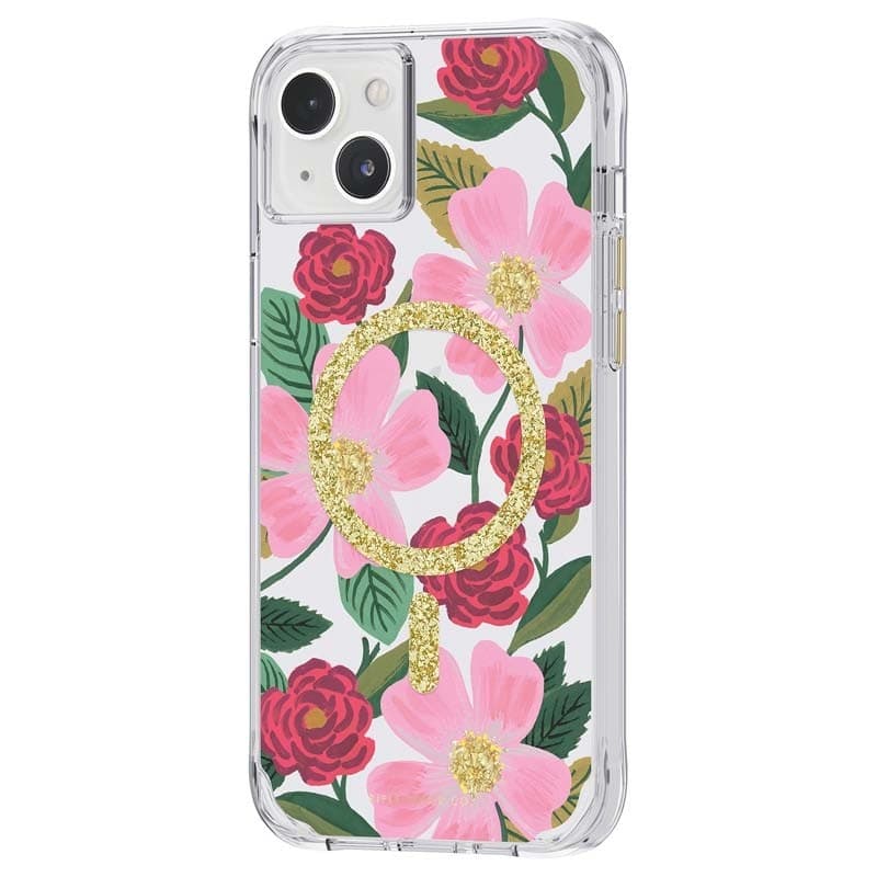 Rifle Paper Clear MagSafe - Case decorated in gold for iphone 14 Plus (Rose Garden) - 12