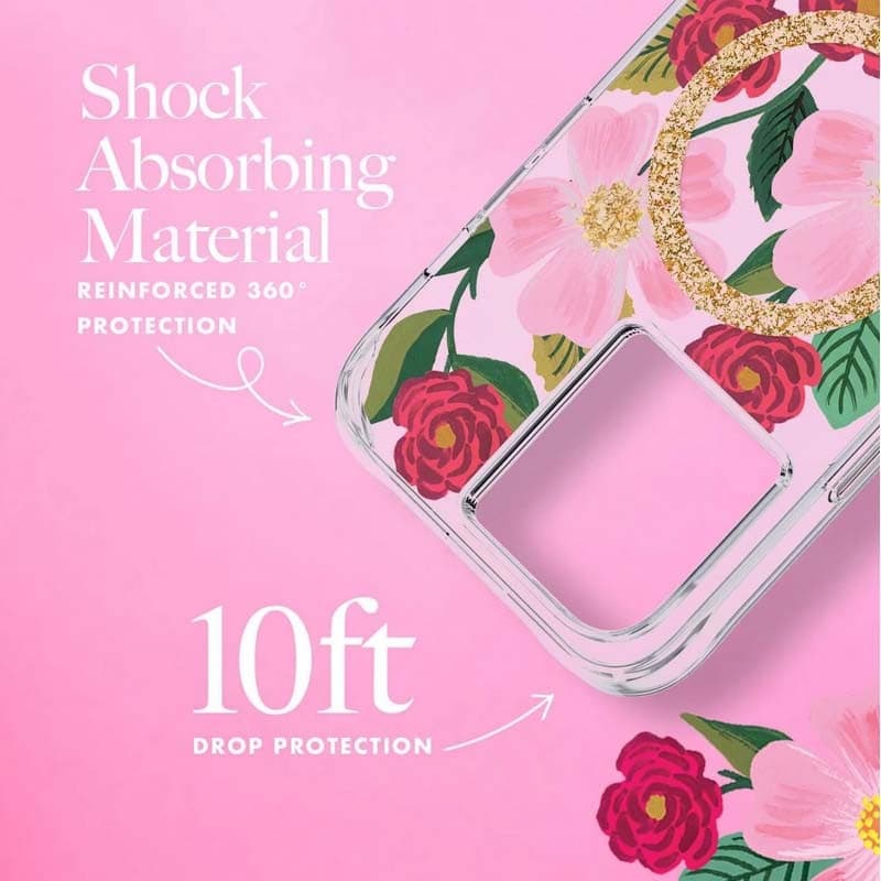 Rifle Paper Clear MagSafe - Case decorated in gold for iphone 14 Plus (Rose Garden) - 6