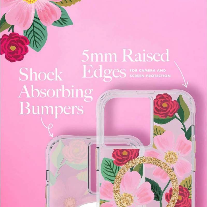 Rifle Paper Clear MagSafe - Case decorated in gold for iphone 14 Plus (Rose Garden) - 8