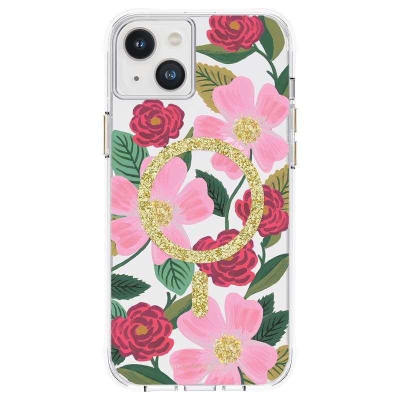 Rifle Paper Clear MagSafe - Case decorated in gold for iphone 14 Plus (Rose Garden) - 10