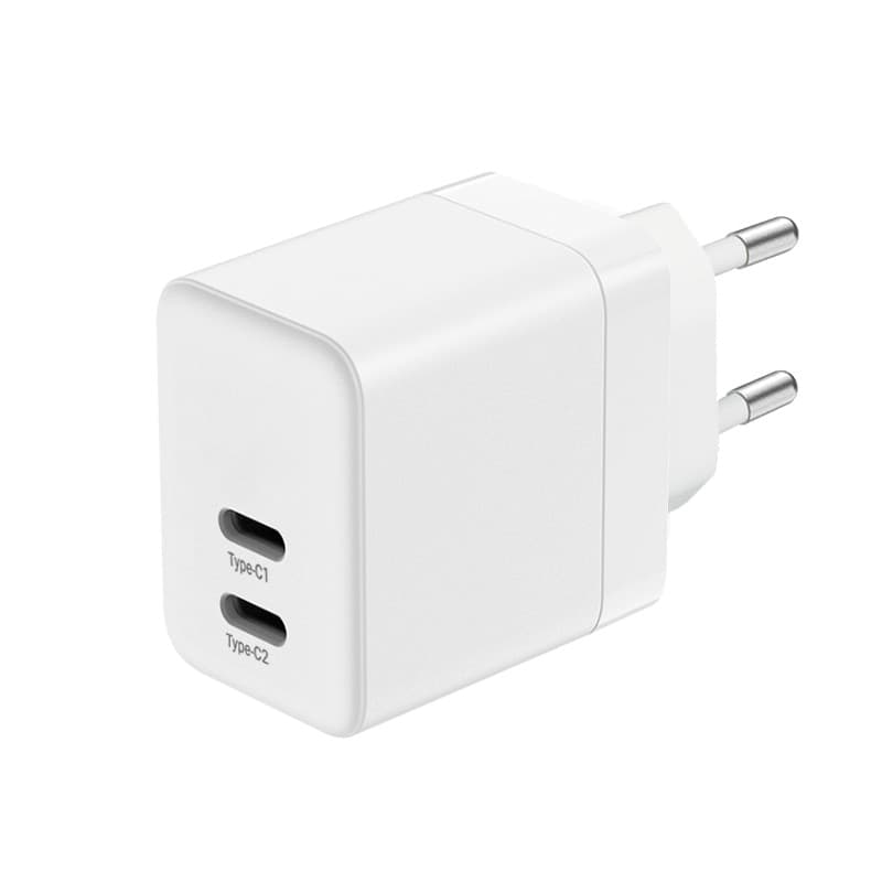 Crong Ultra Compact GaN - Caricabatterie da muro 2x USB-C 35W PD 3.0 con PPS (bianco) - 11