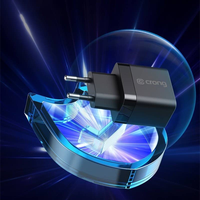 Crong Ultra Compact GaN - Caricabatterie da muro 2x USB-C 35W PD 3.0 con PPS (bianco) - 17