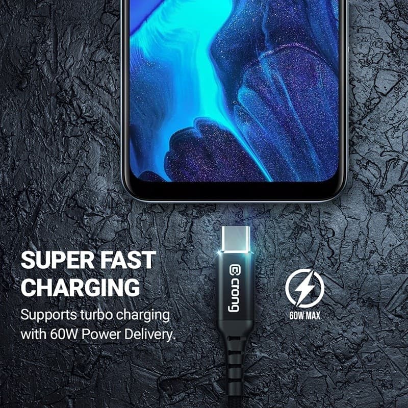 Crong Armor Link - Cavo USB-A a USB-C 60W PD 3A 25 cm (nero) - 14