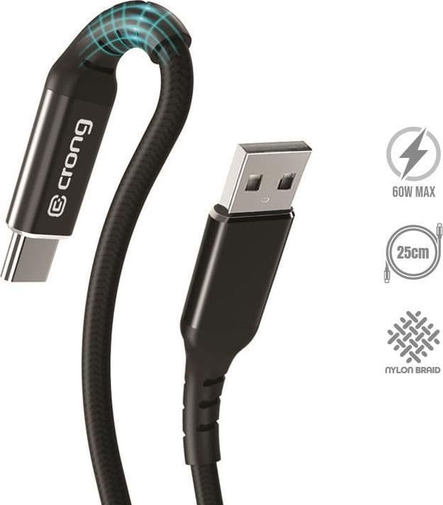 Crong Armor Link - Cavo USB-A a USB-C 60W PD 3A 25 cm (nero) - 10