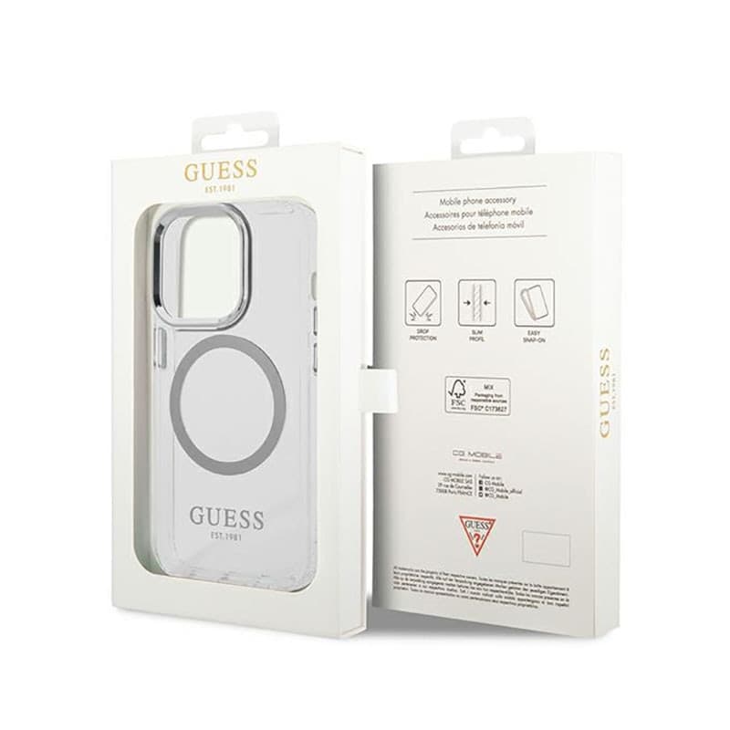 Guess Metal Outline MagSafe - Case for iPhone 14 Pro (Clear) - 8