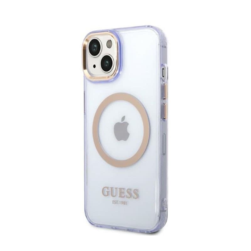 Guess Gold Outline Translucent MagSafe - Case for iPhone 14 (Purple) - 2