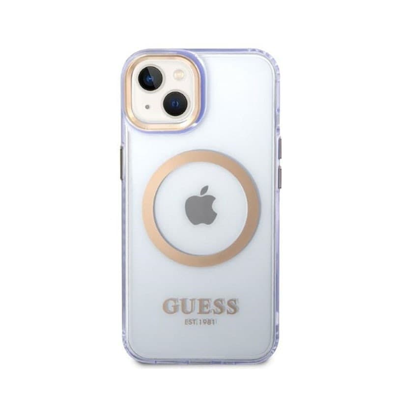 Guess Gold Outline Translucent MagSafe - Case for iPhone 14 (Purple) - 11