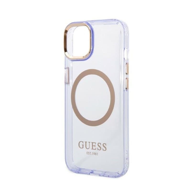 Guess Gold Outline Translucent MagSafe - Case for iPhone 14 (Purple) - 14