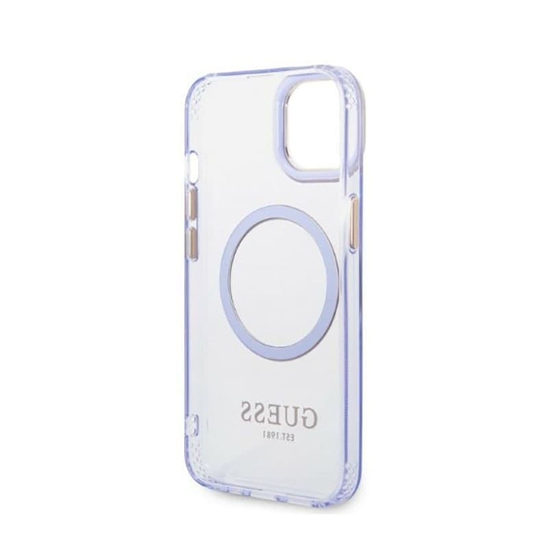 Guess Gold Outline Translucent MagSafe - Case for iPhone 14 (Purple) - 15