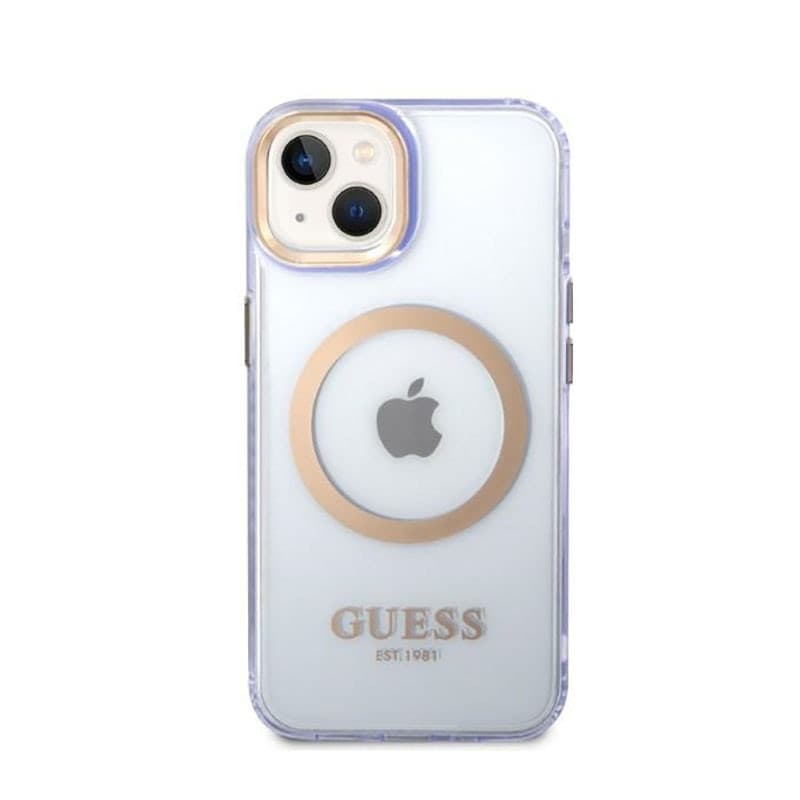Guess Gold Outline Translucent MagSafe - Case for iPhone 14 (Purple) - 3