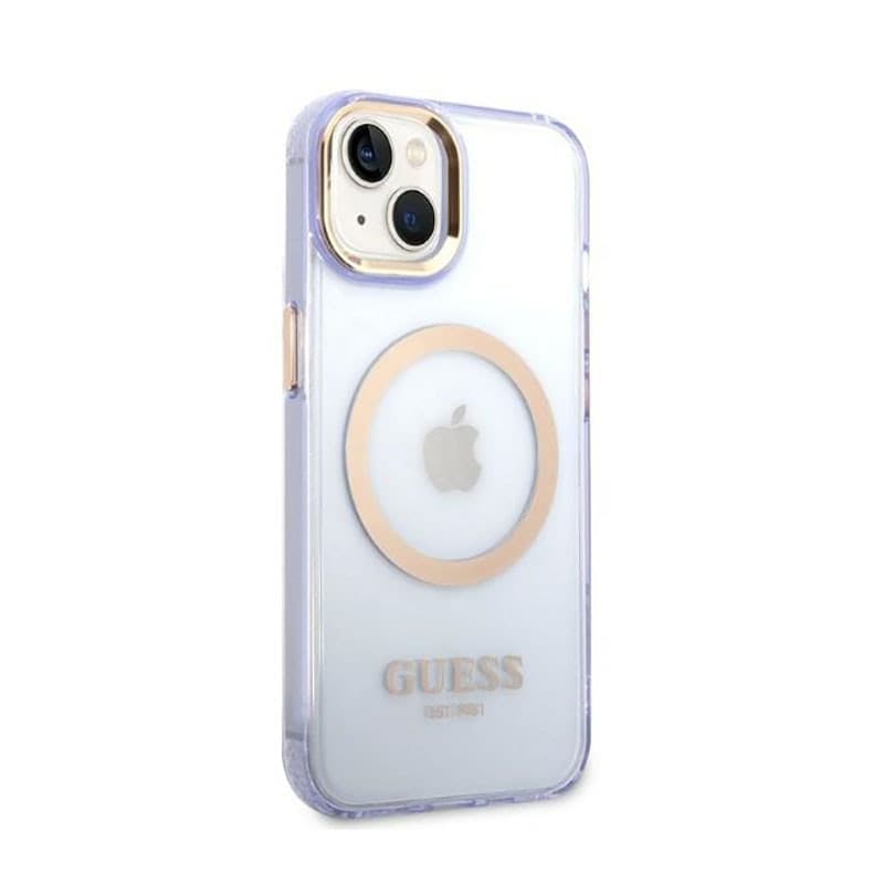 Guess Gold Outline Translucent MagSafe - Case for iPhone 14 (Purple) - 4