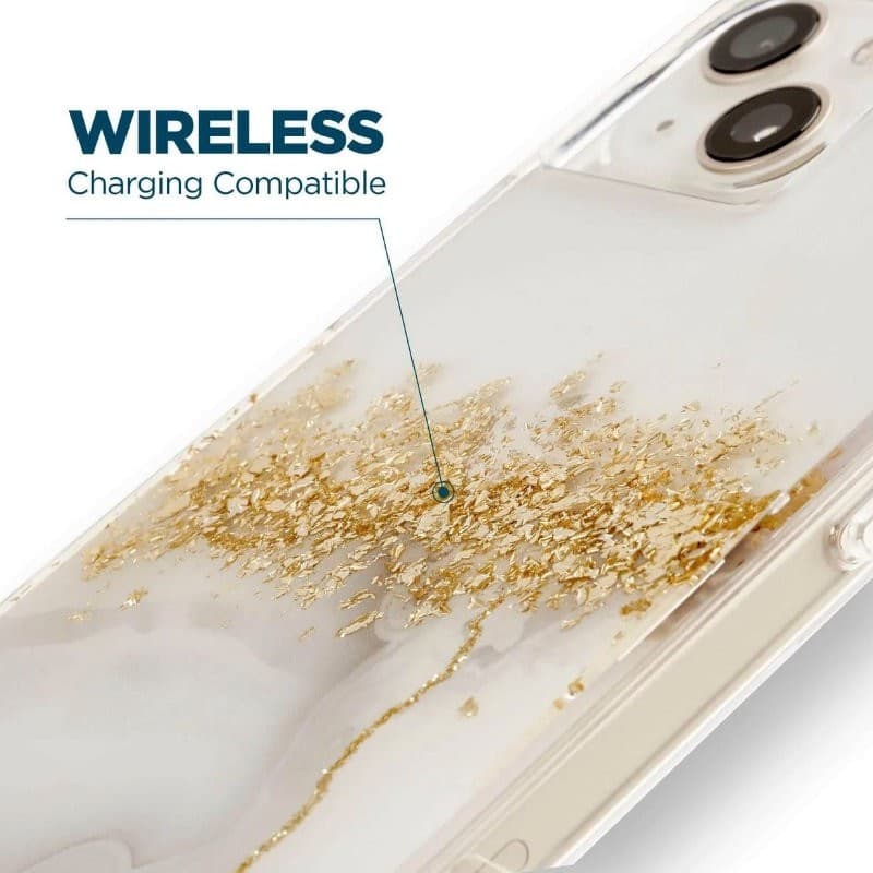 Case-Mate Karat - Case decorated in gold for iPhone 14 Plus (Marble) - 14