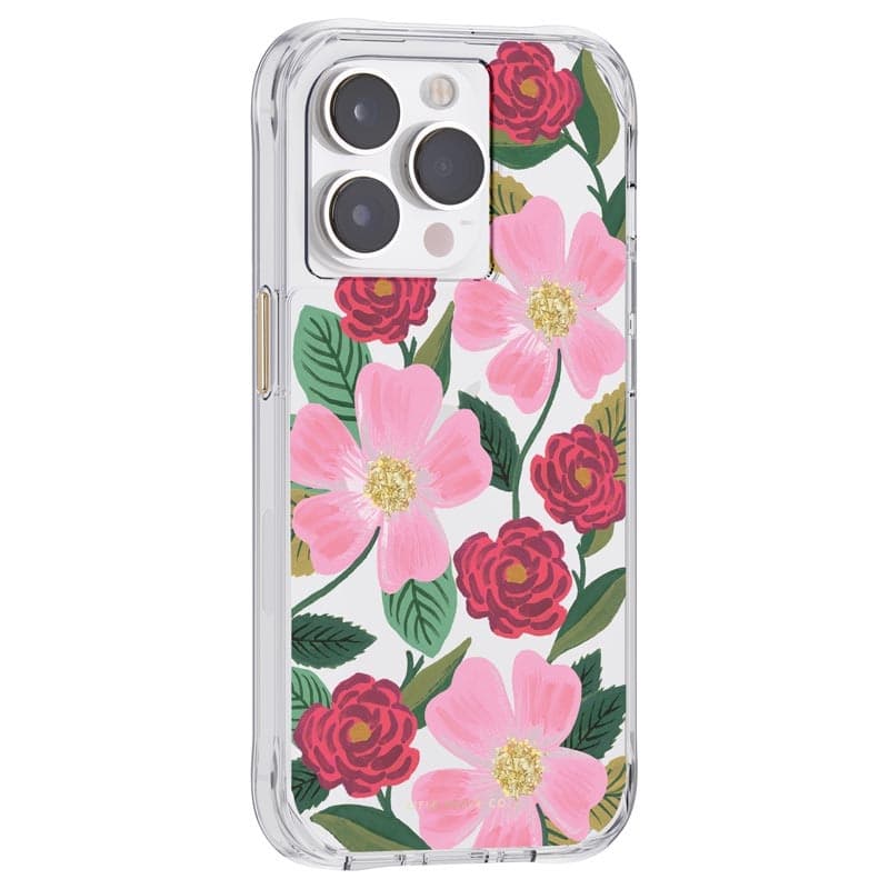 Rifle Paper Clear - Case decorated in gold for iPhone 14 Pro (Rose Galden) - 2