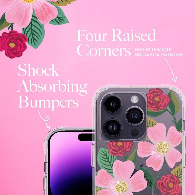Rifle Paper Clear - Case decorated in gold for iPhone 14 Pro (Rose Galden) - 8