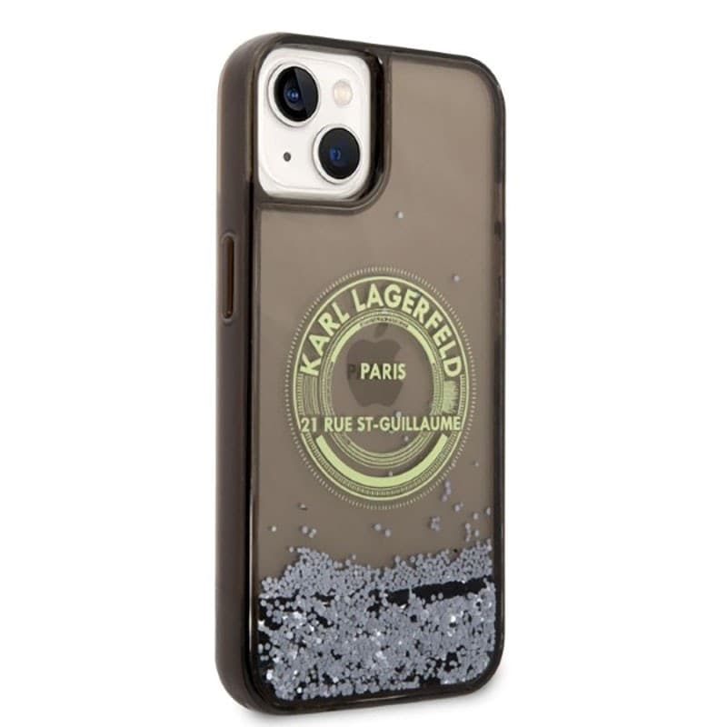Karl Lagerfeld Liquid Glitter Round RSG Logo Case - Case for iPhone 14 Plus (Black) - 12