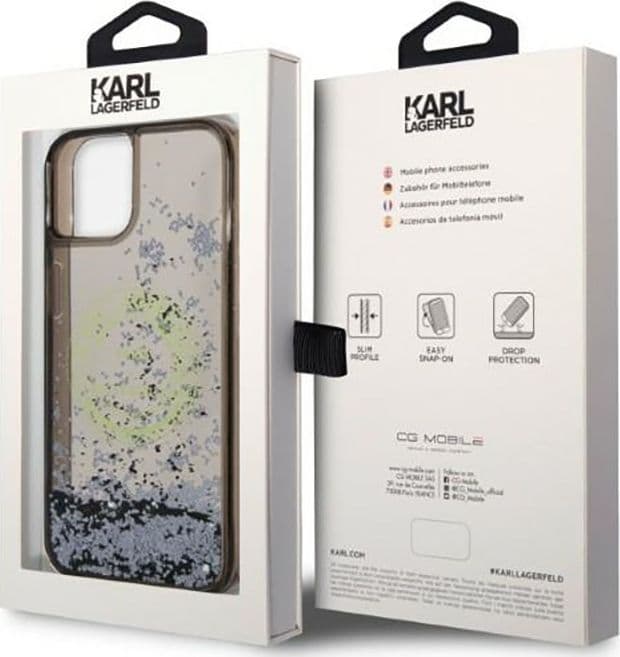 Karl Lagerfeld Liquid Glitter Round RSG Logo Case - Case for iPhone 14 Plus (Black) - 16