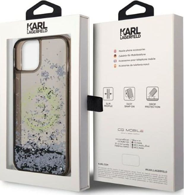 Karl Lagerfeld Liquid Glitter Round RSG Logo Case - Case for iPhone 14 Plus (Black) - 8