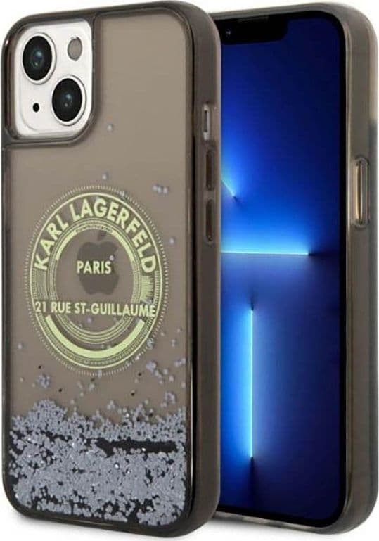 Karl Lagerfeld Liquid Glitter Round RSG Logo Case - Case for iPhone 14 Plus (Black) - 9