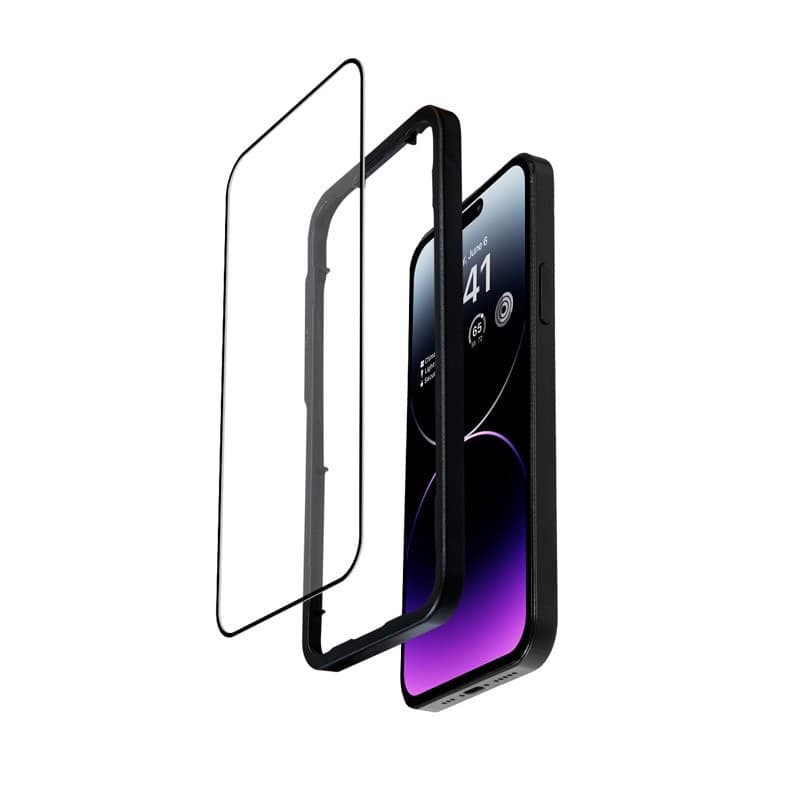Crong Anti-Bacterial 3D Armor Glass - Vetro temperato 9H per iPhone 14 Pro Max a schermo intero + telaio di installazione - 12