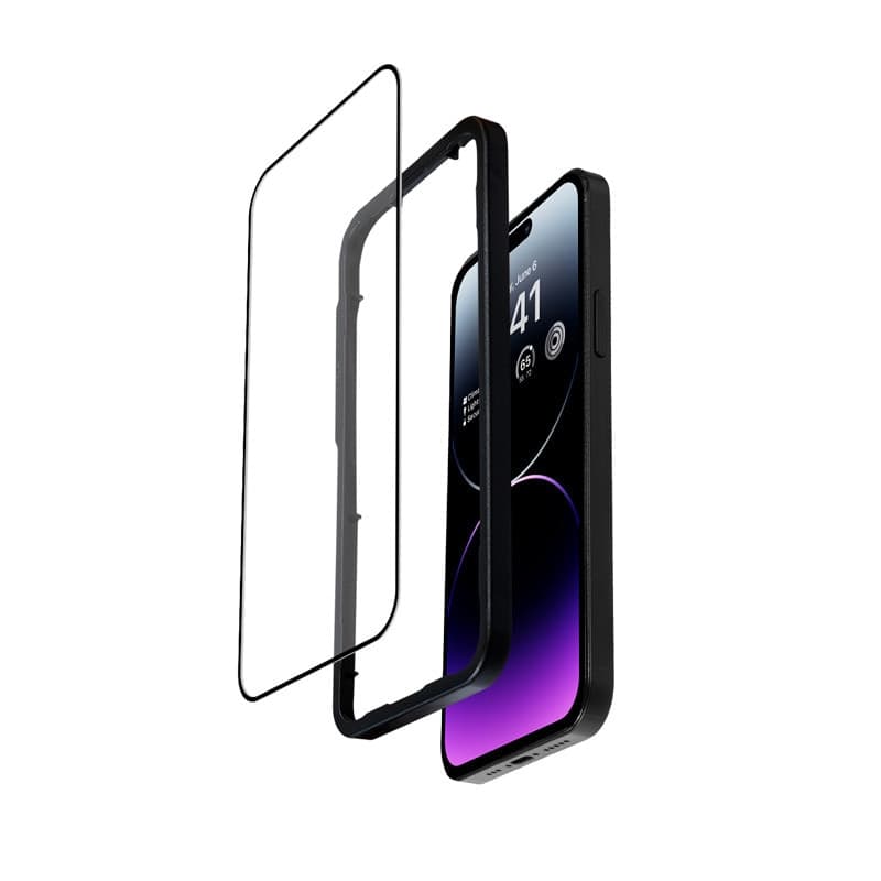 Crong Anti-Bacterial 3D Armor Glass - Vetro temperato 9H per iPhone 14 Pro Max a schermo intero + telaio di installazione - 4