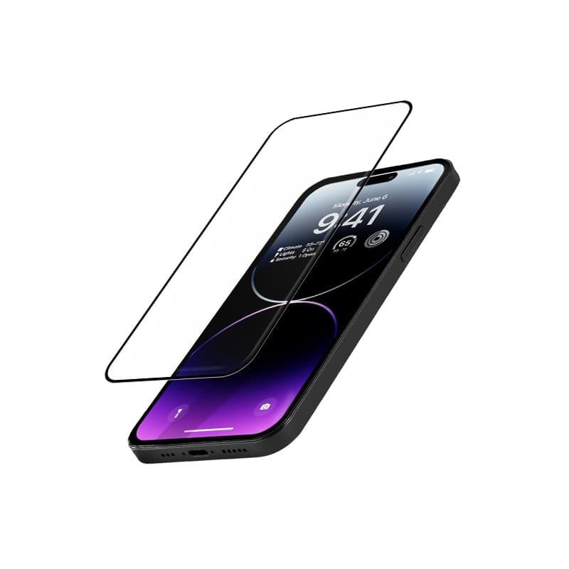 Crong Anti-Bacterial 3D Armor Glass - Vetro temperato 9H per iPhone 14 Pro Max a schermo intero + telaio di installazione - 10