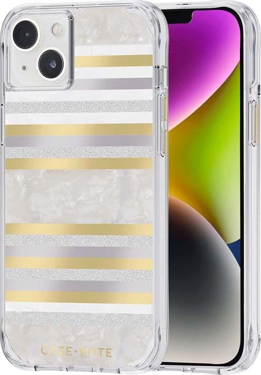 Case-Mate Pearl Stripes MagSafe - Case decorated with mother-of-pearl for iPhone 14 Plus (Pearl Stripes) - 12