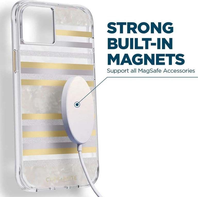 Case-Mate Pearl Stripes MagSafe - Case decorated with mother-of-pearl for iPhone 14 Plus (Pearl Stripes) - 14