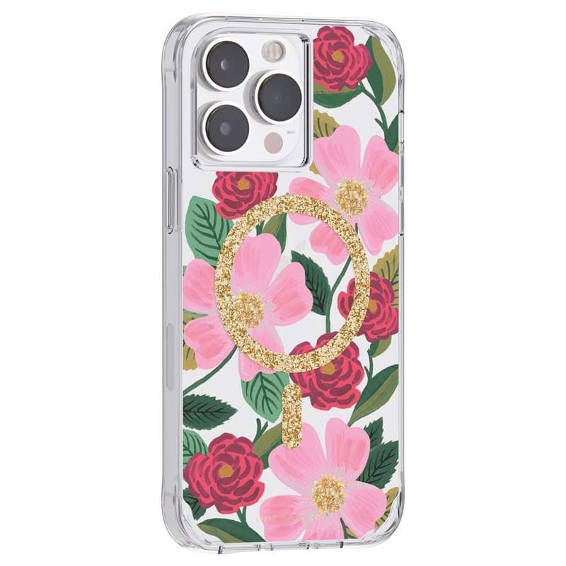 Rifle Paper Clear MagSafe - Case decorated in gold for iPhone 14 Pro Max (Rose Garden) - 2