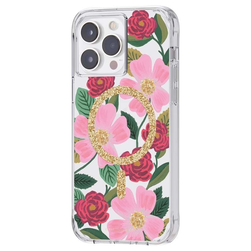 Rifle Paper Clear MagSafe - Case decorated in gold for iPhone 14 Pro Max (Rose Garden) - 3