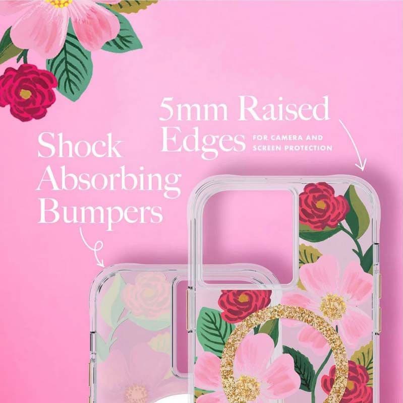 Rifle Paper Clear MagSafe - Case decorated in gold for iPhone 14 Pro Max (Rose Garden) - 7