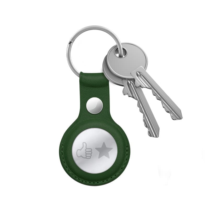 Custodia in pelle Crong con portachiavi – Custodia protettiva in pelle con portachiavi per Apple AirTag 1/2 (verde) - 2