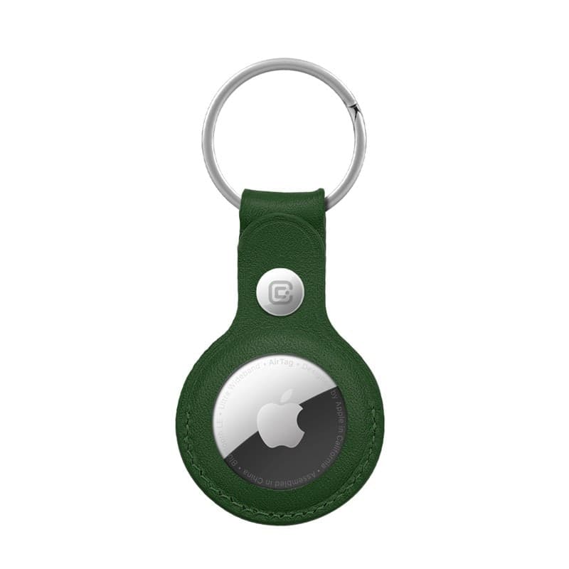 Custodia in pelle Crong con portachiavi – Custodia protettiva in pelle con portachiavi per Apple AirTag 1/2 (verde) - 11