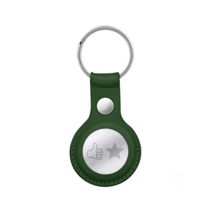 Custodia in pelle Crong con portachiavi – Custodia protettiva in pelle con portachiavi per Apple AirTag 1/2 (verde) - 14