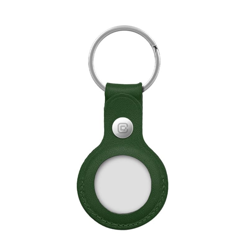 Custodia in pelle Crong con portachiavi – Custodia protettiva in pelle con portachiavi per Apple AirTag 1/2 (verde) - 3