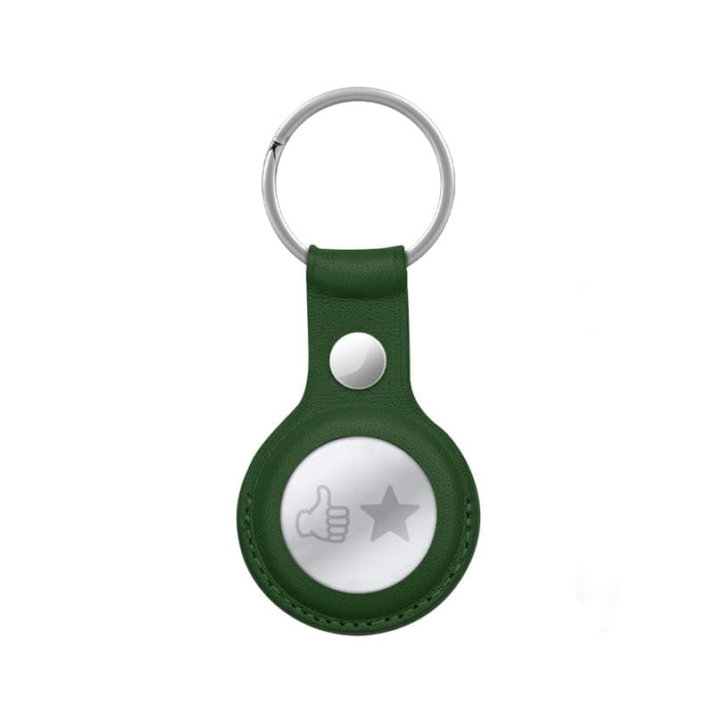 Custodia in pelle Crong con portachiavi – Custodia protettiva in pelle con portachiavi per Apple AirTag 1/2 (verde) - 4