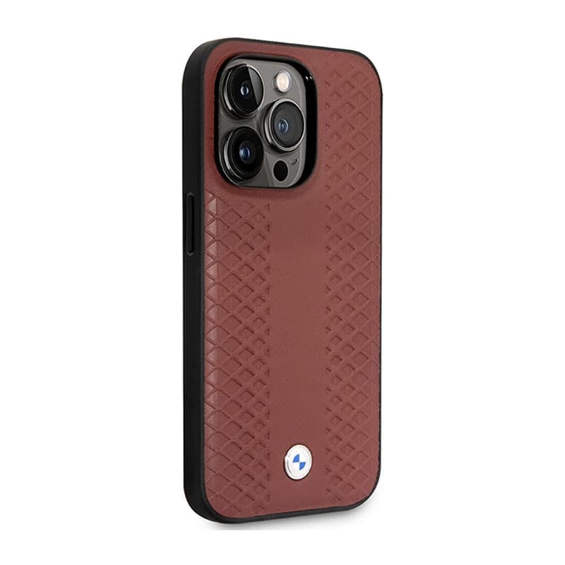 BMW Leather Diamond Pattern - Case for iPhone 14 Pro (Burgundian) - 4