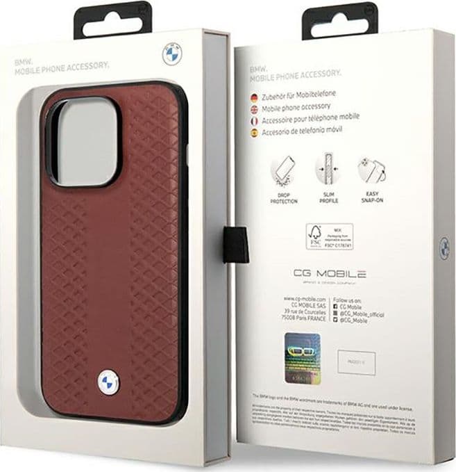 BMW Leather Diamond Pattern - Case for iPhone 14 Pro (Burgundian) - 8