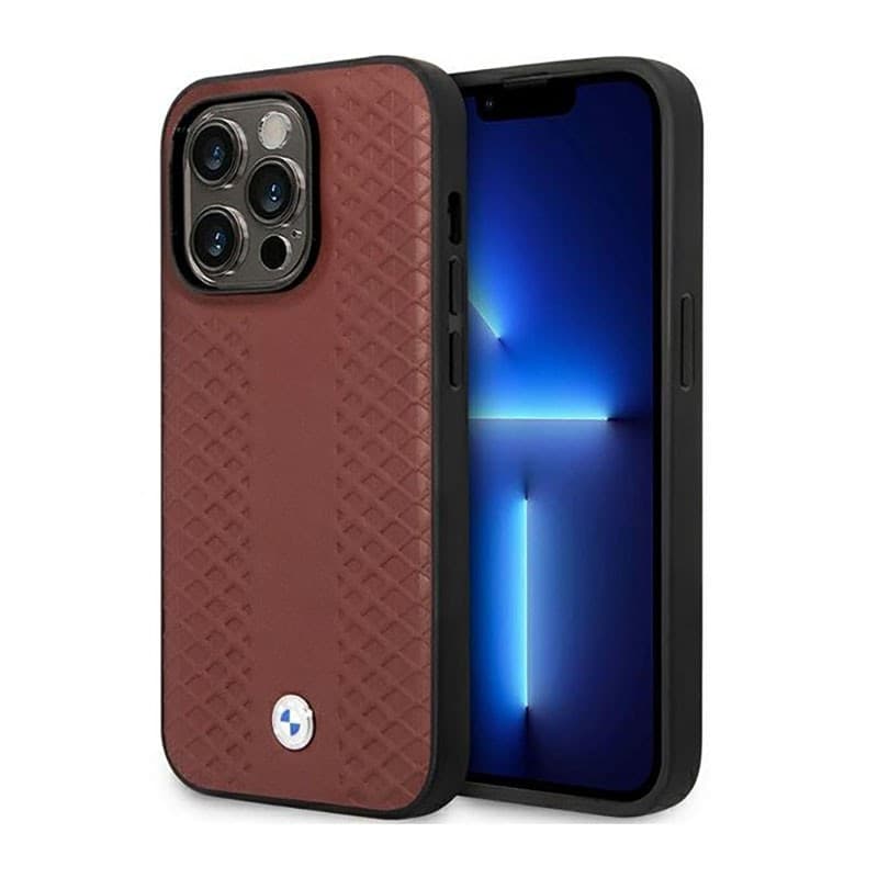 BMW Leather Diamond Pattern - Case for iPhone 14 Pro (Burgundian) - 9