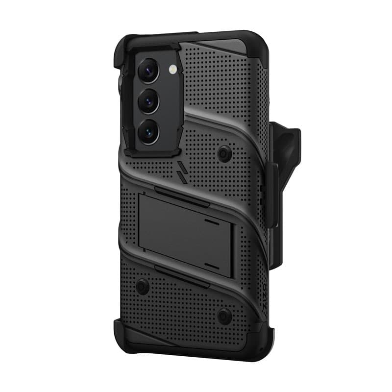 ZIZO BOLT Series - Armoured case for Samsung Galaxy S23 with 9H glass for screen + holder with stand (Black) - 11