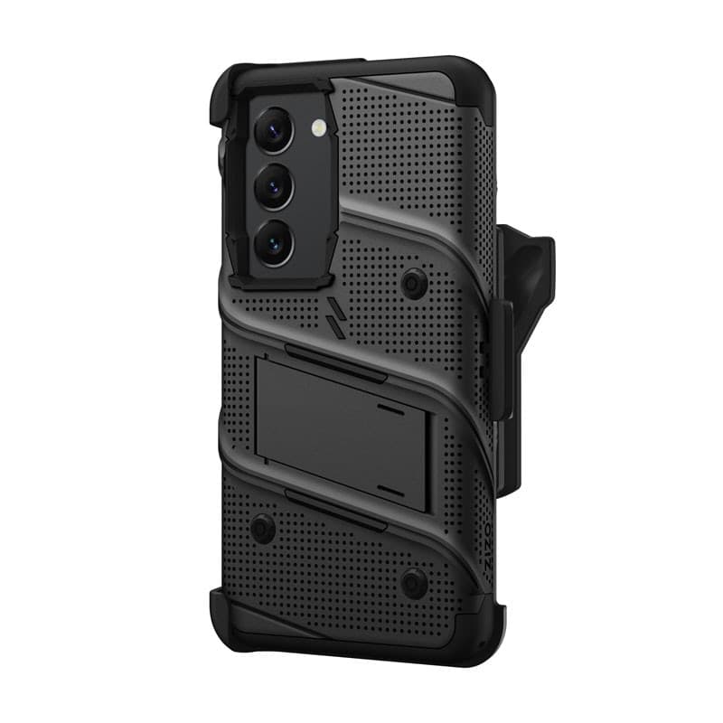 ZIZO BOLT Series - Armoured case for Samsung Galaxy S23 with 9H glass for screen + holder with stand (Black) - 4