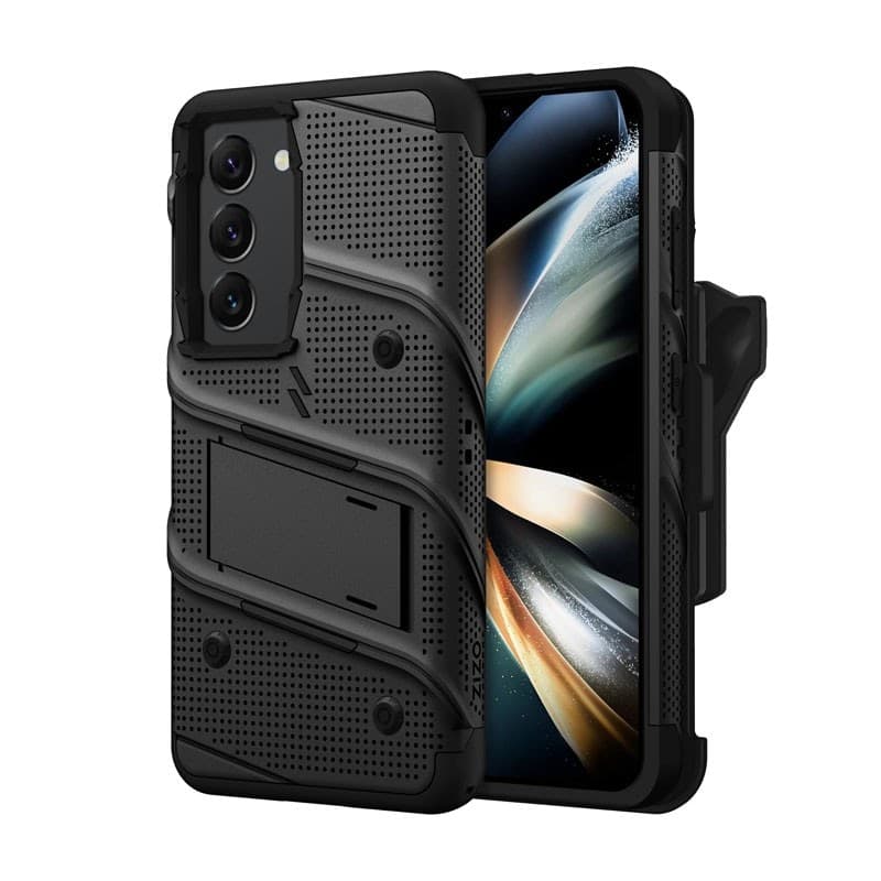 ZIZO BOLT Series - Armoured case for Samsung Galaxy S23 with 9H glass for screen + holder with stand (Black) - 9